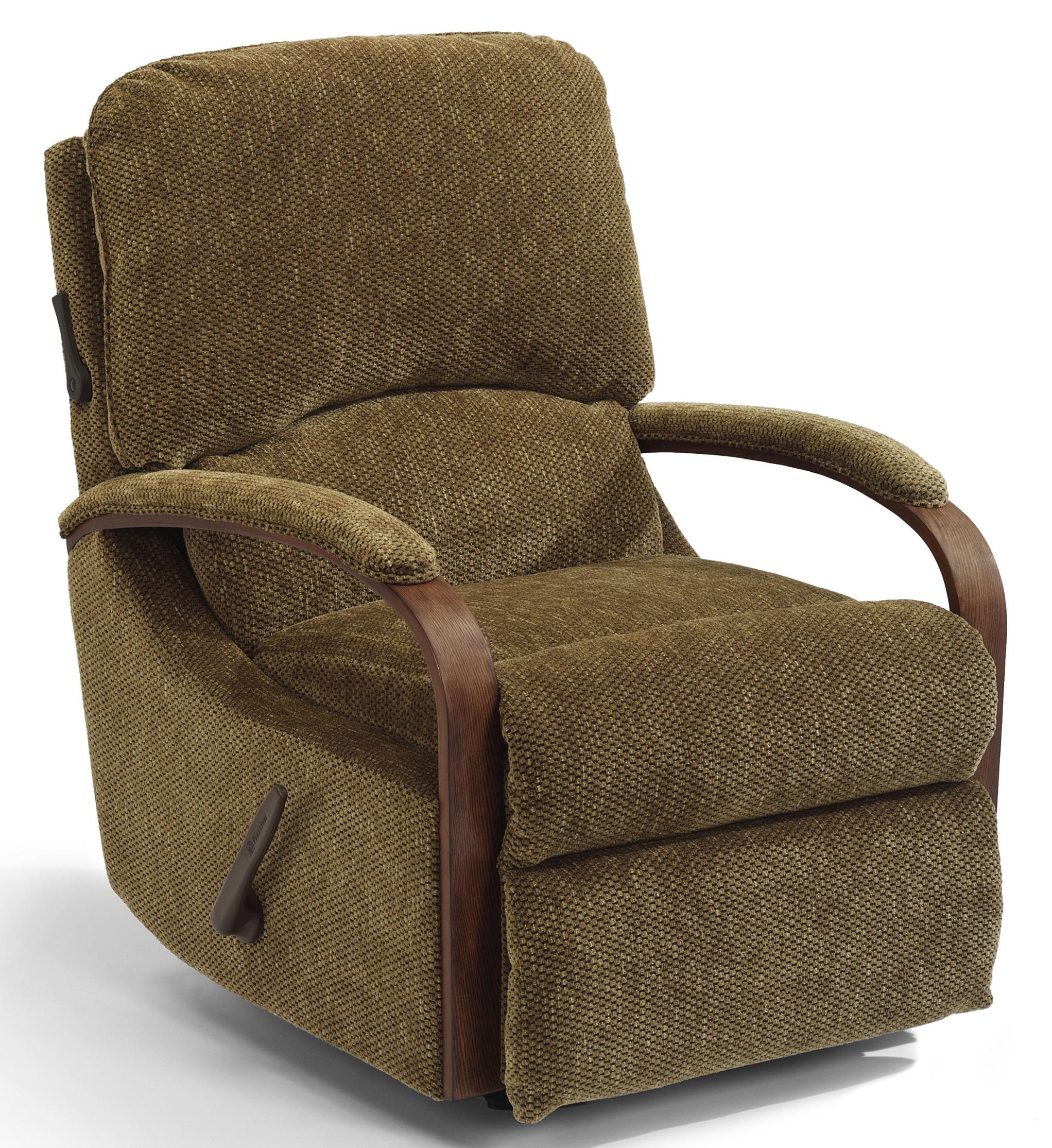 Flexsteel Woodlawn 4820 53 Exposed Wood Swivel Glider Recliner Conlin s Furniture Recliner Three Way